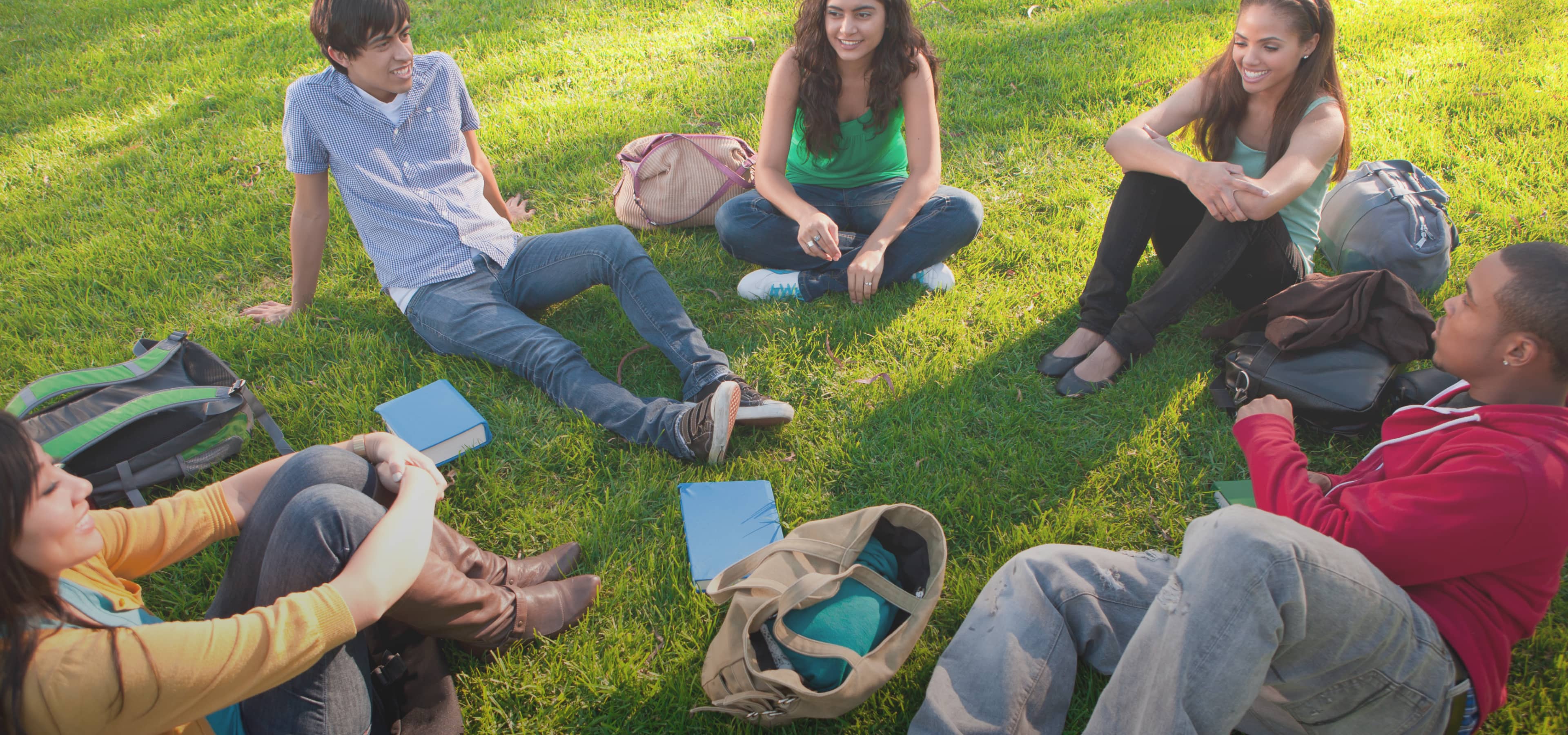 International high school students studying
